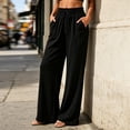 thumbnail image 5 of QQZ Flowy Palazzo Wide Leg Pants For Women, Elastic Waist Drawstring Casual Joggers, Daily Lounging Beach Vacation Outfits, 5 of 9