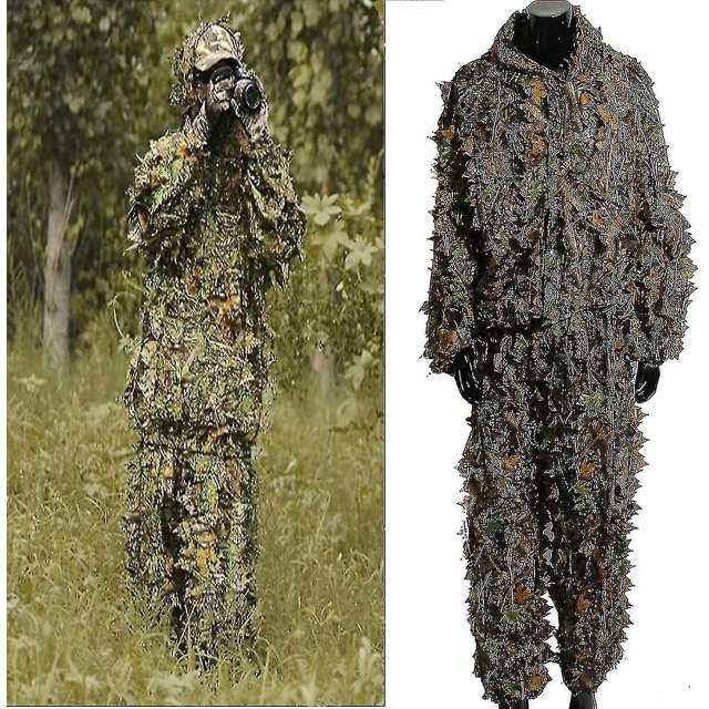 Camo Suits Gie Suits 3d Leaves Land Clothing Ar Sniper Ropa y pantalones para, tiro, suave,