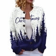 thumbnail image 2 of Chandails d'Hiver Grande Taille pour Femmes Mode Décontractée Imprimé de Noël Cardigan Veste Bleu Foncé L, 2 of 5