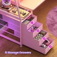 thumbnail image 6 of Gaming Desk with LED Lights, Large PC Gamer Desk Workstation with 8 Drawers and Storage Shelves, 6 of 8