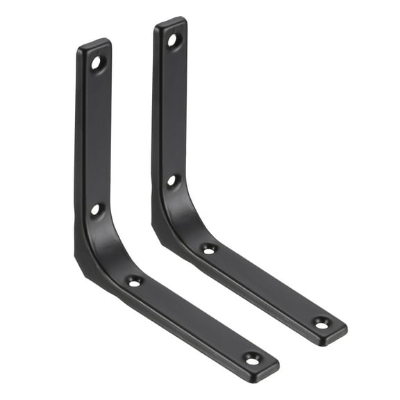Uxcell 2Pcs Floating Shelf Brackets, 5 x 5 Inch Heavy Duty Wall Shelf Supports, Steel Joint Angle Brackets for Wood Shelves, Cabinets, Countertop Support, Black