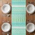 thumbnail image 4 of Table Runner 48 Inches Long for Kitchen Dining, Teal Green Boho Dresser Scarf Farmhouse, Dining Table Decorations for Wedding/Parties, Vintage Ethnic Tribe Abstract Art 13 x 48 In, 4 of 8