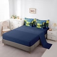 thumbnail image 3 of Homewish Vintage Oil Painting 7-Piece Twin Bedding,Spiral Clouds Stars Bedding Comforter Set,Navy Blue Reversible, 3 of 8