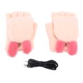 thumbnail image 1 of Guantes de solapa de punto con calefacción USB, guantes de ordenador con calefacción de invierno de 5V y medio dedo para juegos de mecanografía, color rosa, 1 of 10
