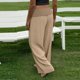 thumbnail image 5 of TaTaai Women's Fashion Loose Straight Long Pants Solid Color High Waist Patchwork Linen-Like Fabric Soft Casual Trousers for Daily and Home Occasions Gift, 5 of 6