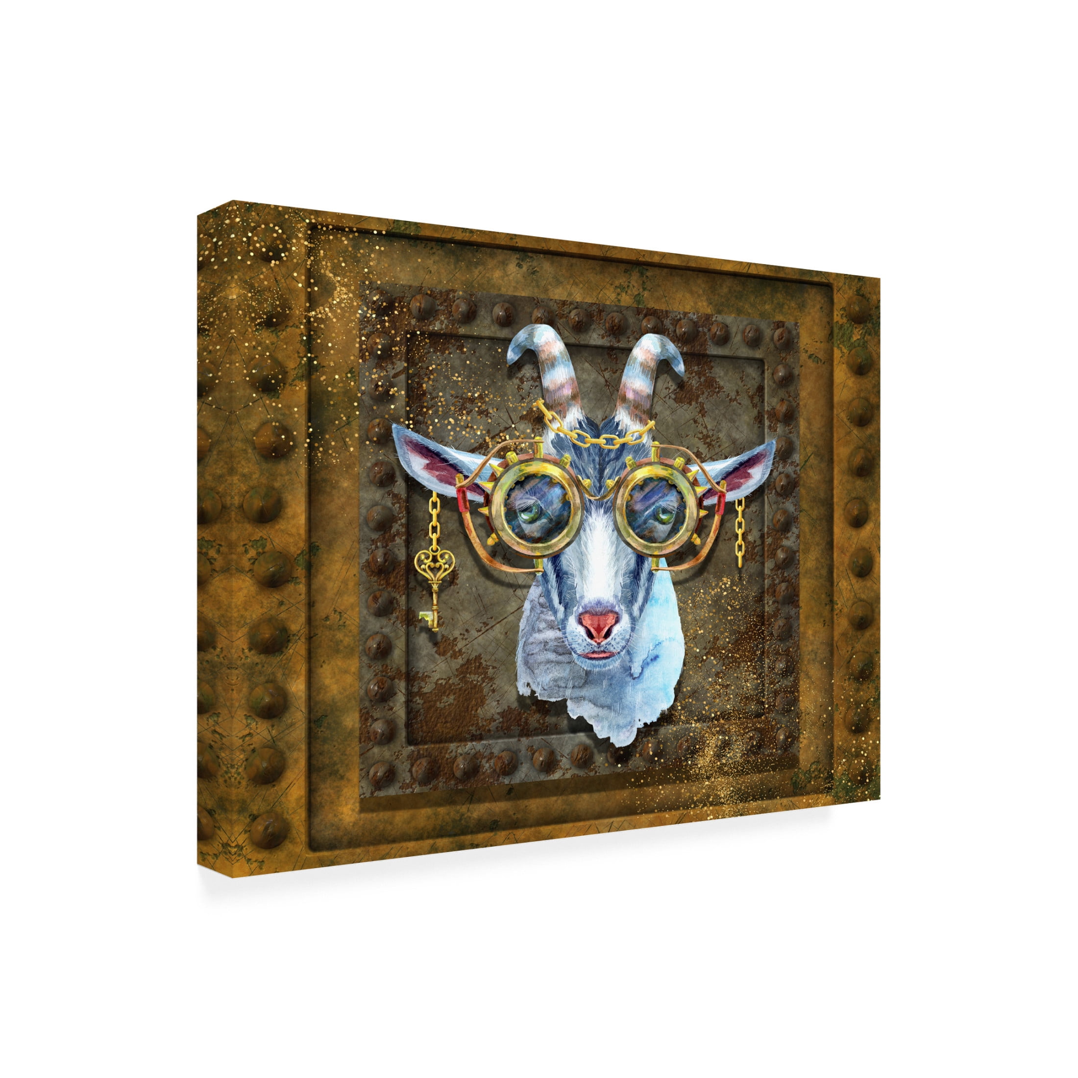 Canvas Wall Art - Tina Mitchell 'Steampunk Goat' Wall Art for Living Room, Bedroom, or Office Décor by Trademark Fine Art - 19 x 19 Inches