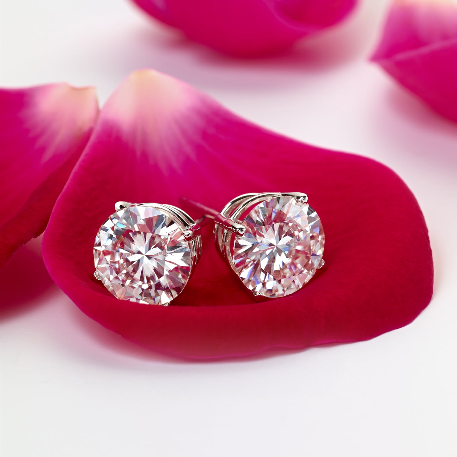 Gem Stone King 1.60 Cttw Moissanite Friction Back Stud Earrings for Women Men | 925 Sterling Silver | Round 6MM