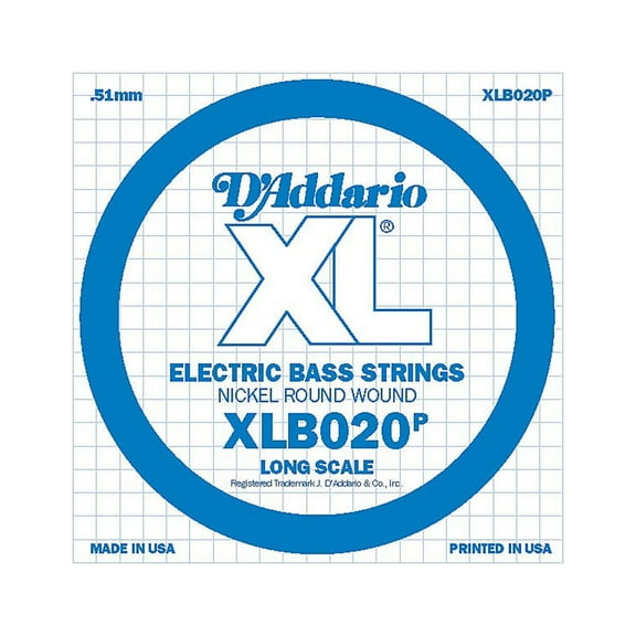 D'Addario XLB020P Electric Bass Nickel Single String