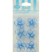 Offray Accessories, Lagoon Blue 3/4 inch 5 Petal Sheer Flower with Pearl Accessory for Wedding, Hair Clips, and Scrapbooking, 6 count, 1 Package