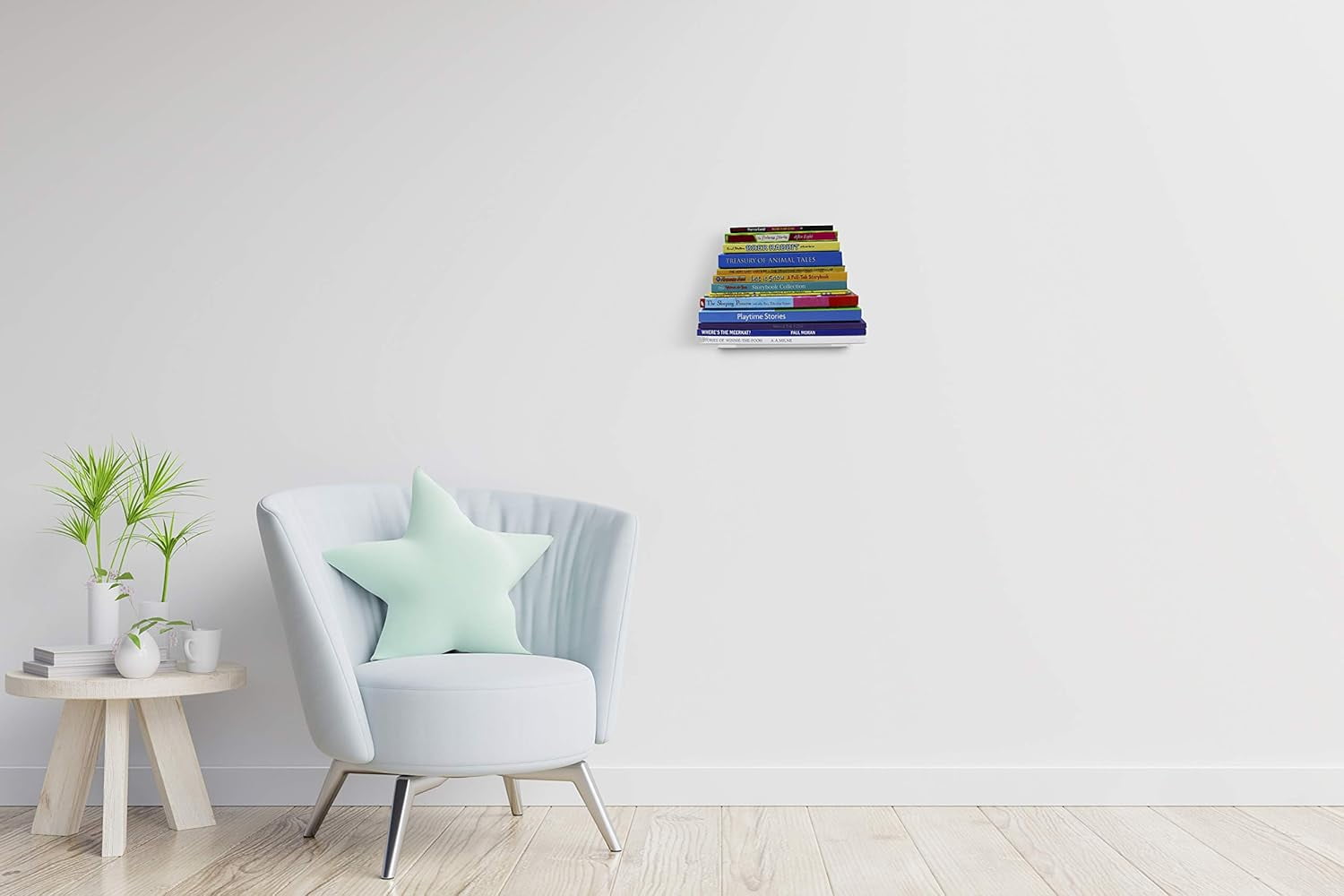 VASGOR Set of 4 Invisible Floating Bookshelf - Heavy Duty Wall Mounted Book Organizer, Metal Shelves Holder for Books, Large Size