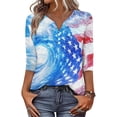 thumbnail image 5 of 250th Anniversary USA Shirts for Women Plus Size 3/4 Sleeve T-Shirts Casual USA Flag Print Pullover 4th of July Celebration Party Tops Independence Day Patriotic V Neck 1776-2026 Blouses Red M, 5 of 6