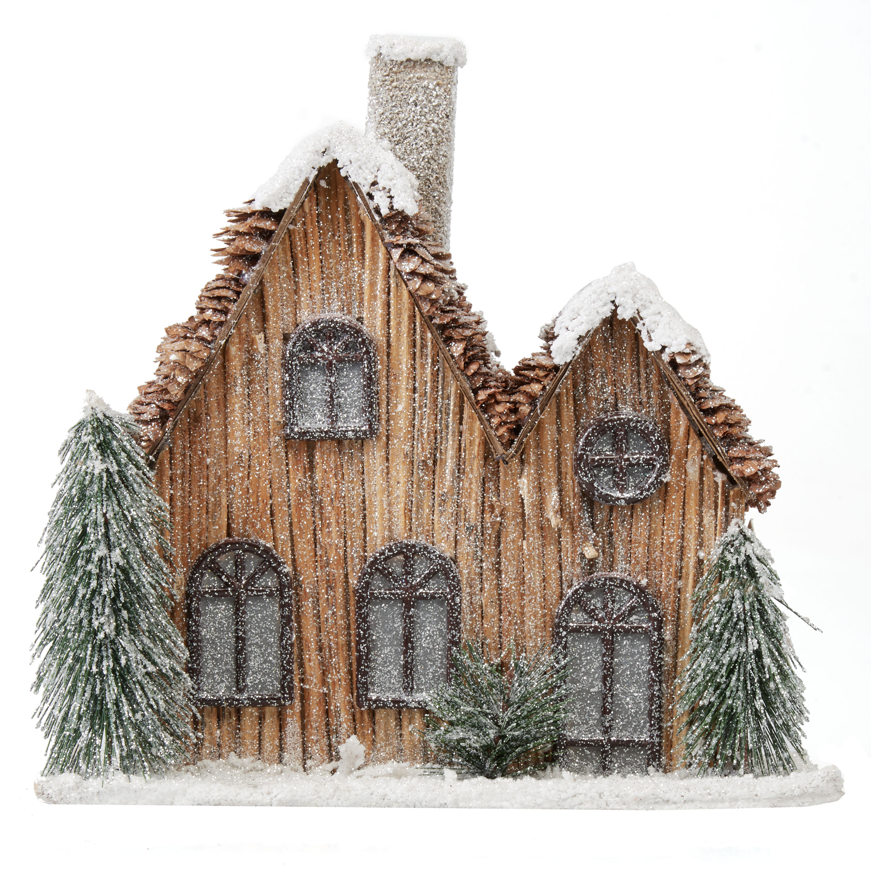 Holiday Time Christmas Multicolor Natural house with Snow Decoration - image 3 of 3