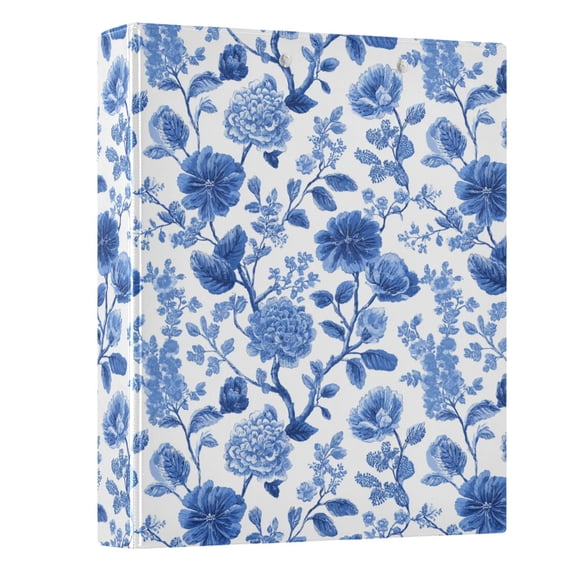 Three Ring Binder Blue Flowers 1.5 Inch Round Binder D-Rings for Office Supplies and More