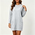 thumbnail image 2 of Tqcoqu Women's Casual Sweatshirt Dress,Round Neck Long Sleeve Tunic Dresses,Pullover Blouse Tops with Pockets, 2 of 9