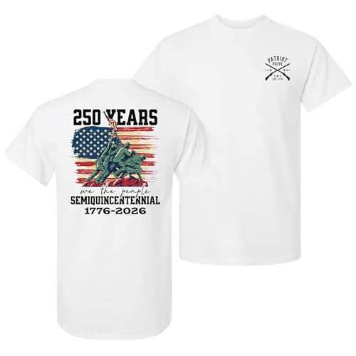 Patriot Pride Men’s Graphic T-Shirt – 250th Anniversary of Defending Liberty, Eagle & Flag Design, White, Small