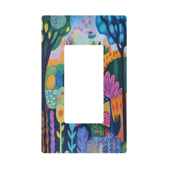 Yayeee Rocker Switch Wall Plate 1-Gang 4.6"x2.9" Home Decorative Outlet Cover, Art Plants