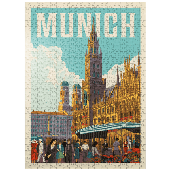 MyPuzzle - Germany: Munich, Vintage Poster - Premium 500 Piece Jigsaw Puzzle for Adults