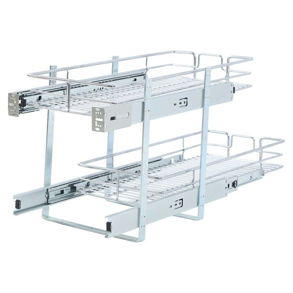 Pull Out Cabinet Organizer, 11x21in 2 Tier Robust Organizer Pull Out Storage Shelf  for Kitchen