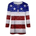 thumbnail image 4 of YDLCAFD Easter Women Casual V Neck Colorful Gradient Geometric Print Button Three Quarter Sleeve T Shirt, 4 of 4