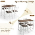 thumbnail image 5 of PORKISS Counter Height Dining Set for 4, Breakfast Bar Table Set with Table and 4 Leather Cushion Chairs, Wood Top Pub Table & Chair Set for Kitchen Apartment Bistro, Brown+White, 5 of 8