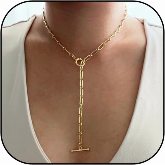Chunky Gold Necklace Dainty Lariat Necklace for Women Gold Accessories Body Chain Jewelry Long Necklaces with Pendants for Women Trendy Twist Herringbone Y Shaped Necklace