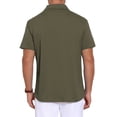 thumbnail image 3 of INSPIRE CHIC Men's Collared Short Sleeve Double Chest Pockets Outdoor Polo Shirt XL Olive Green, 3 of 5