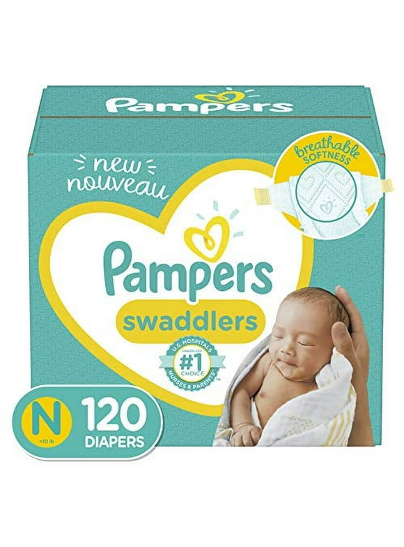 Baby Diapers Newborn/Size 0 (< 10 lb), 120 Count - Pampers Swaddlers, ONE MONTH SUPPLY (Packaging May Vary)