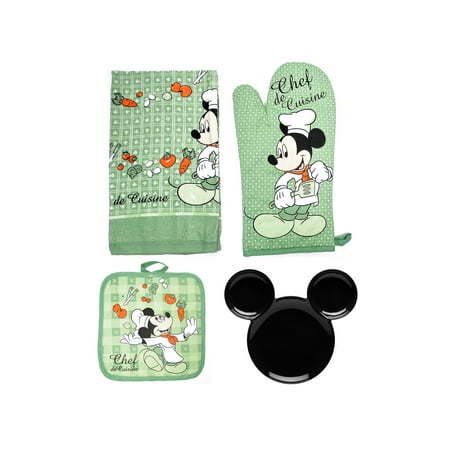  Mickey  Mouse  Chef 3 Piece Kitchen  Linens Set  and Plate 