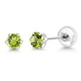 thumbnail image 5 of Gem Stone King Platinum Green Peridot Stud Earrings for Women Men (0.41 Cttw, Gemstone August Birthstone, Round 3.5MM), 5 of 6