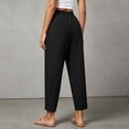 thumbnail image 6 of Besolor Women's Cotton Linen Pants Summer Casual Lace Drawstring Elastic Waist Cropped Trouser with Pockets, 6 of 6