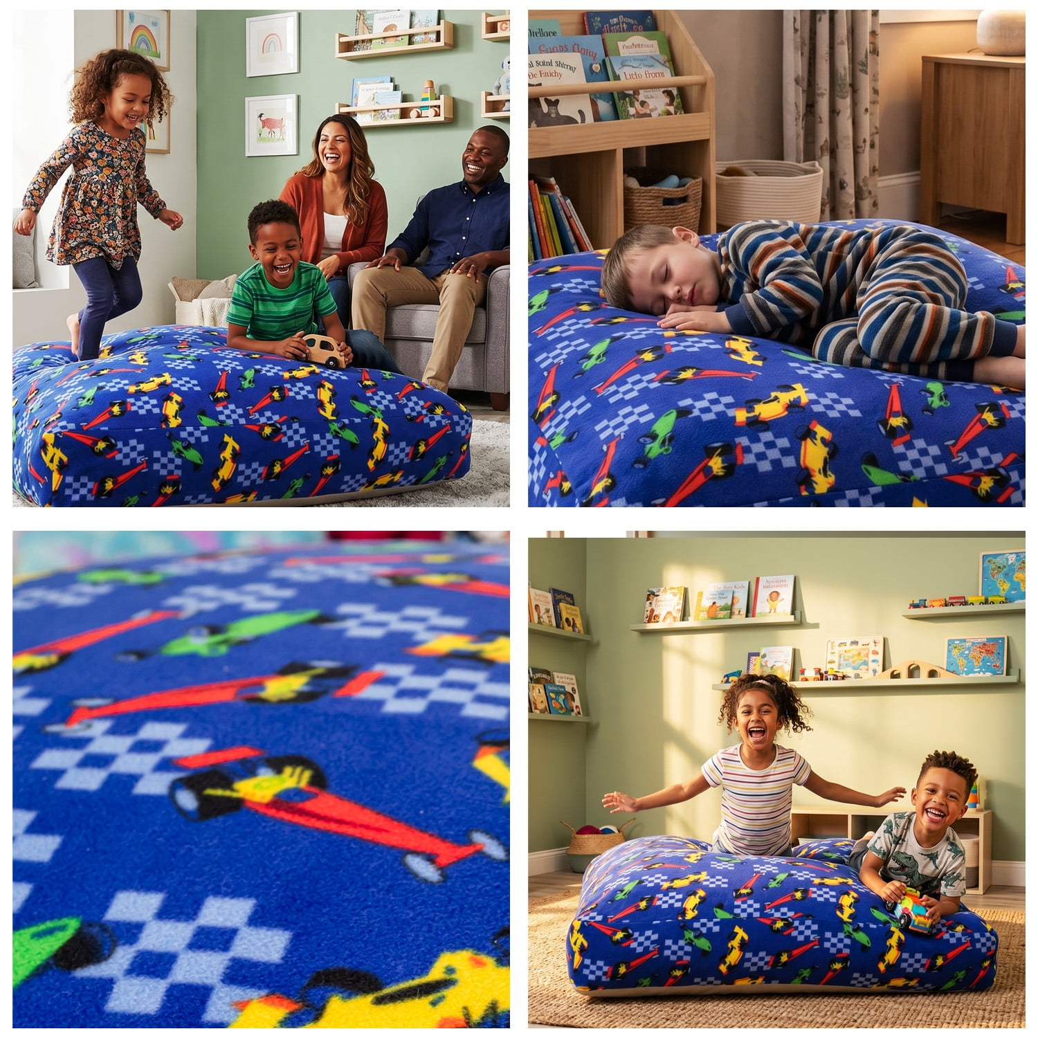 60"x60" Sensory Crash Pad for Kids & Adults, Soft Fleece Foam Landing Mat, Non-Slip Base, Removable Washable Cover for Jumping, Playing, Gymnastics and Relaxing