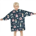 thumbnail image 3 of Dark Blue Little Princess Pattern Blanket Hoodies for Kids 6-13YR Oversize Wearable Blanket Hoodies for Boys Girls Teens, 3 of 7