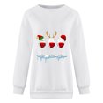 thumbnail image 3 of Gibobby Sudadera de cuello Rojoondo con estampado navideño para mujer, de cuello Rojoondo, camisetas informales de manga larga para entrenamiento, blusa suelta (Blanco, L), 3 of 4