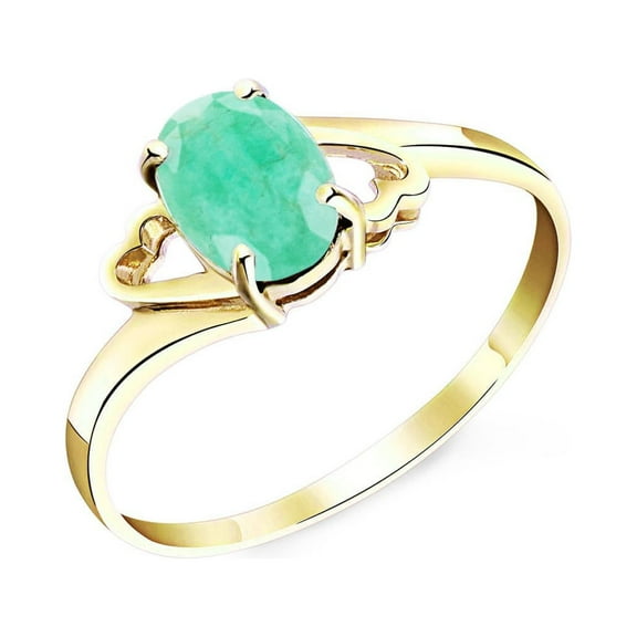 Galaxy Gold GG 14K Yellow Gold Natural Emerald Ring - May Birthstone - Abundance & Joy - Sizes 5.5 to 11 - Fine Jewelry for Women