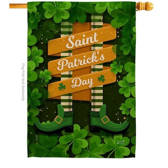 Angeleno Heritage 28 x 40 in. Leprechaun Legs House Flag with Spring St. Patrick Double-Sided Decorative Vertical Flags Decoration Banner Garden Yard Gift