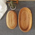 thumbnail image 3 of Hand-woven Basket Bowls, Wicker Oval Fruit Bowl, Serving Bread basket Set, Rattan Tray for Bread, Snack, Vegetable, Brown (10"), 3 of 4