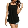 thumbnail image 4 of Fantaslook Tank Tops for Women Pleated Square Neck Sleeveless Summer Tops Curved Hem Flowy Shirts, 4 of 10