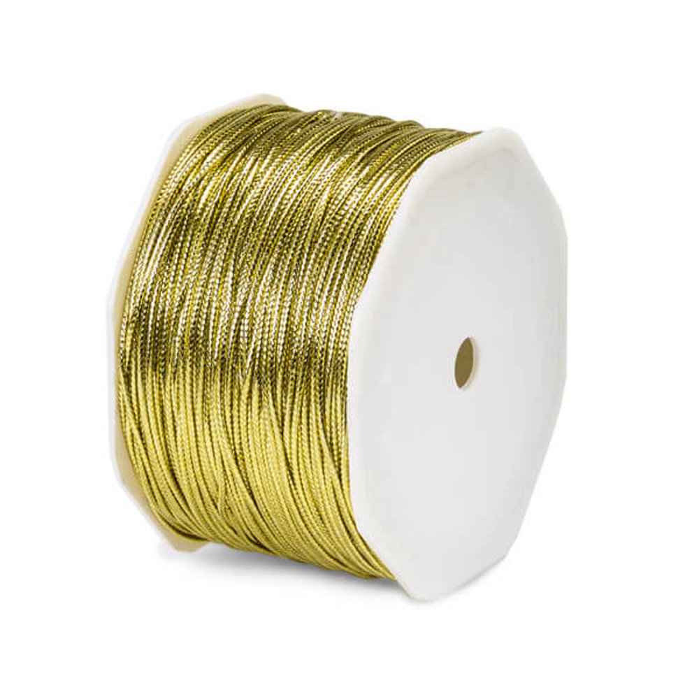 Pack Of 1, Solid Gold Metallic Tinsel Braided Cord 1/16" x 100 Yds