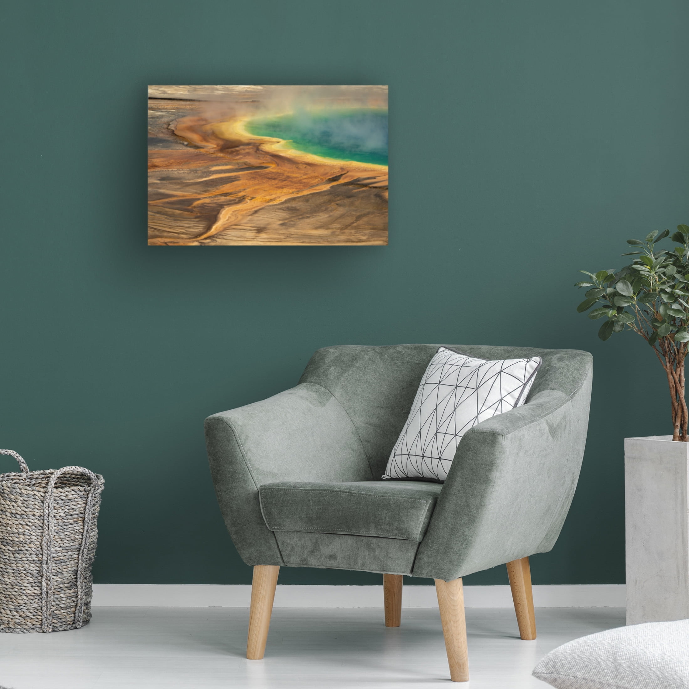 Canvas Wall Art - Dennis Frates 'Grand Prismatic Pool From Above 1' Wall Art for Living Room, Bedroom, or Office Décor by Trademark Fine Art - 24 x 16 Inches
