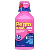 Pepto Bismol Cherry Ultra Liquid, Nausea and Diarrhea Relief, Acid Reducer over-the-Counter Medicine 12oz.