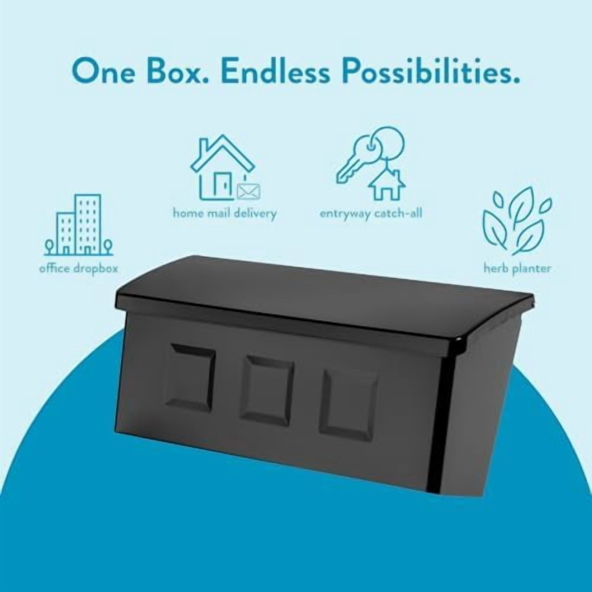 Wayland™ Vertical Wall-Mounted Mailbox for Outside, Rust-Resistant Galvanized Steel Metal Small Mail Box, Black