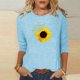 thumbnail image 3 of Camisetas Casuales de las Mujeres de Moda Impresa 3/4 Mangas Blusa Cuello Redondo para el Hogar Y Diario, 3 of 4