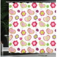 thumbnail image 4 of Ambesonne Cartoon Shower Curtain, Flowers Heart Shapes, 69"Wx70"L, Lime Purple Red, 4 of 5