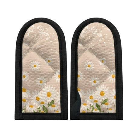 

HOTYD Hot Pot Handle Cover Daisy Printing 2-Piece Set of Polyester Material with Thickened Insulation for Most Kitchen Tools Size 6.3x3.1 Inches