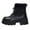 Black, variant on Rokment Winter Fuzzy Combat Boots for Women 2025 Fashion Leather Platform Chunky Heel Mid Calf Snow Ankle Booties