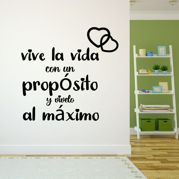Spanish Wall Decals for Girls Bedroom - Vive la vida con un propósito y vívelo al máximo Live Life To The Fullest Quote in Spanish Typography Home Wall Sticker - Size: 10 In x 10 In
