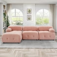thumbnail image 2 of Aukfa 93" Sectional Sofa, Living Room Modular Couch with Ottoman, Pillow Top Arms, Velvet, Pink, 2 of 10