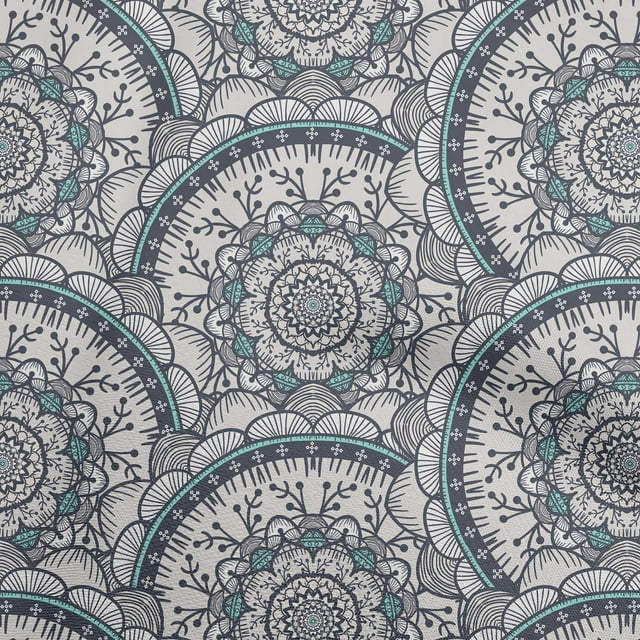 oneOone Velvet Gray Fabric Asian Block Mandala Craft Projects Decor Fabric Printed By The Yard 58 Inch Wide