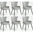 thumbnail image 1 of Set of 6 Wingback Upholstered Dining Chairs with Metal Legs, Velvet Fabric Side Dining Room Chairs with Tufted Button, Living Room Chairs Home Kitchen Dining Room (Grey + Black Leg), 1 of 8