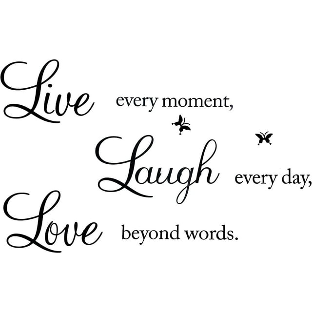 VICHFA Autocollant Mural Live Laugh Love, Noir, PVC, Inspirant, Décalcomanie Murale, Réutilisable, Imperméable